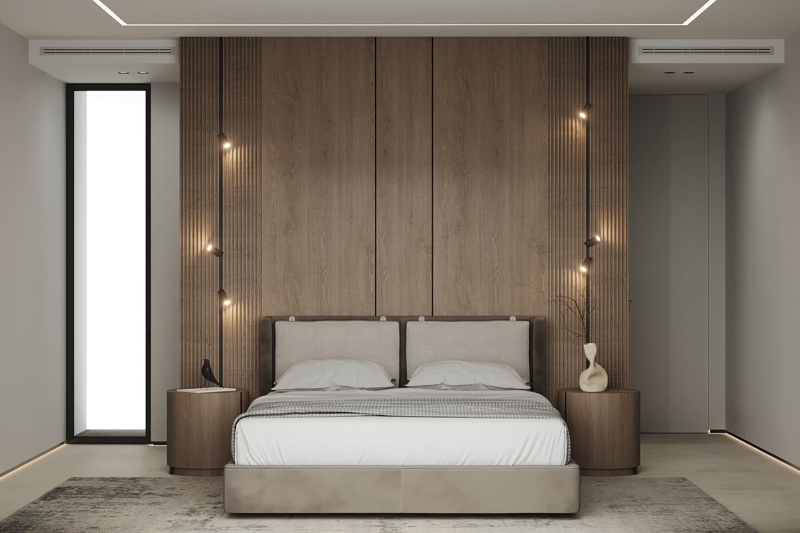 Master bedroom with king-sized bed and premium linens